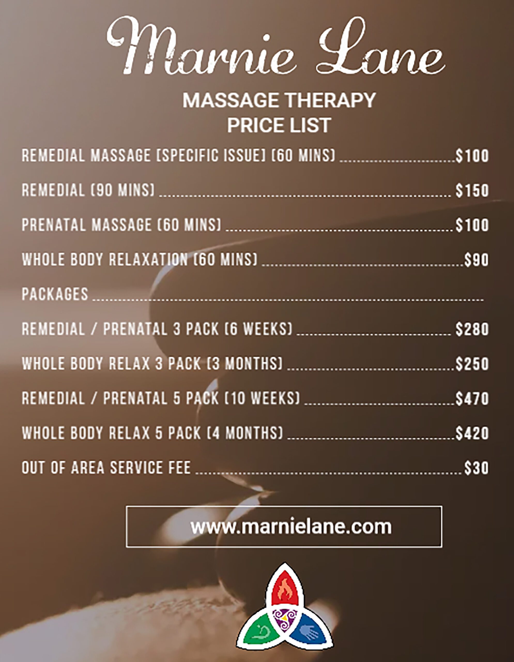 Massage Price List